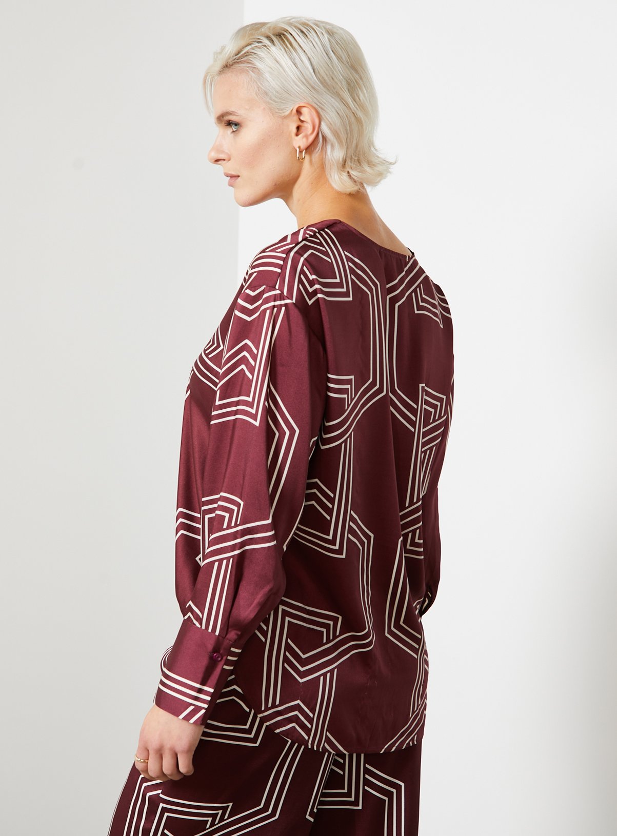 For All The Love Printed Satin Co-ord Wrap Blouse 10 - Image 3 thumbnail